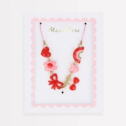 Hearts & Cherries Enamel Charm Necklace>Meri Meri Outlet