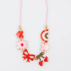 Hearts & Cherries Enamel Charm Necklace>Meri Meri Outlet