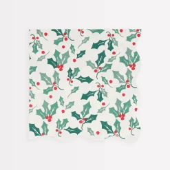 Holly Pattern Large Napkins (x 16)>Meri Meri Discount