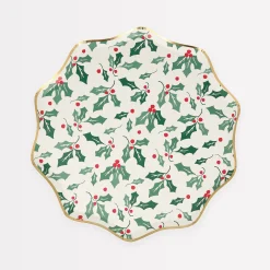 Holly Pattern Side Plates (x 8)>Meri Meri Discount
