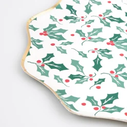Holly Pattern Side Plates (x 8)>Meri Meri Discount
