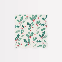 Holly Pattern Small Napkins (x 16)>Meri Meri Clearance