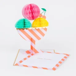 Honeycomb Ice Cream Sundae Birthday Card>Meri Meri Clearance