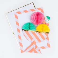 Honeycomb Ice Cream Sundae Birthday Card>Meri Meri Clearance