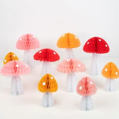 Honeycomb Mushroom Decorations (x 10)>Meri Meri New