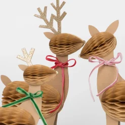 Honeycomb Reindeer Family (x 3)><noscript><img width=