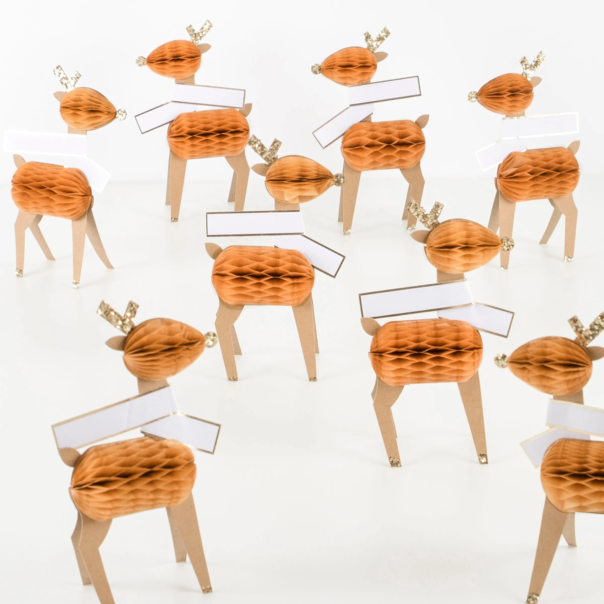 Honeycomb Reindeer Place Cards (x 8)>Meri Meri Best