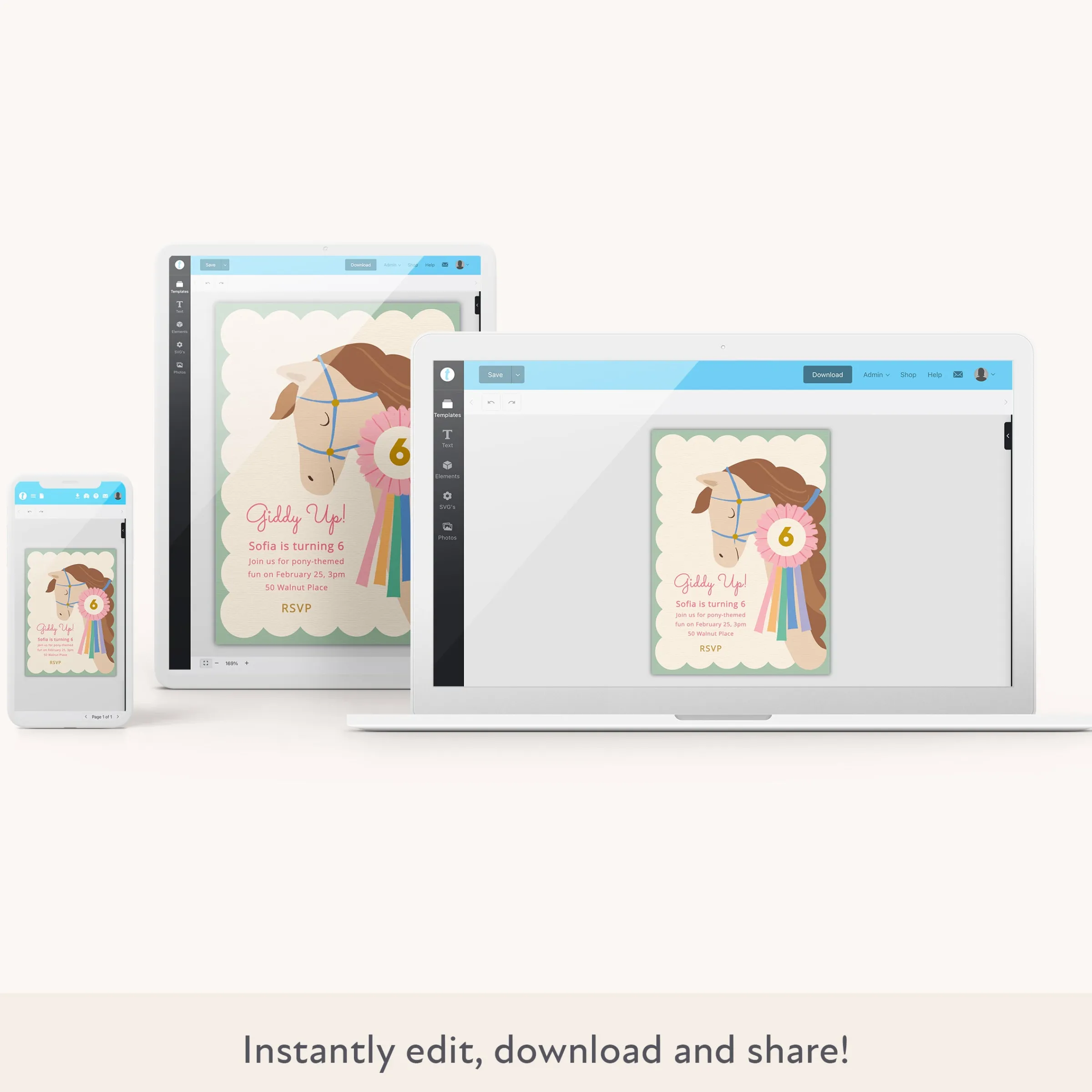 Horses Download & Print Invitation>Meri Meri Online