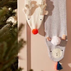 Knitted Reindeer Scarf><noscript><img width=