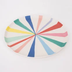 Large Bright Stripe Reusable Bamboo Plates (x 6)>Meri Meri Hot