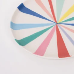 Large Bright Stripe Reusable Bamboo Plates (x 6)><noscript><img width=