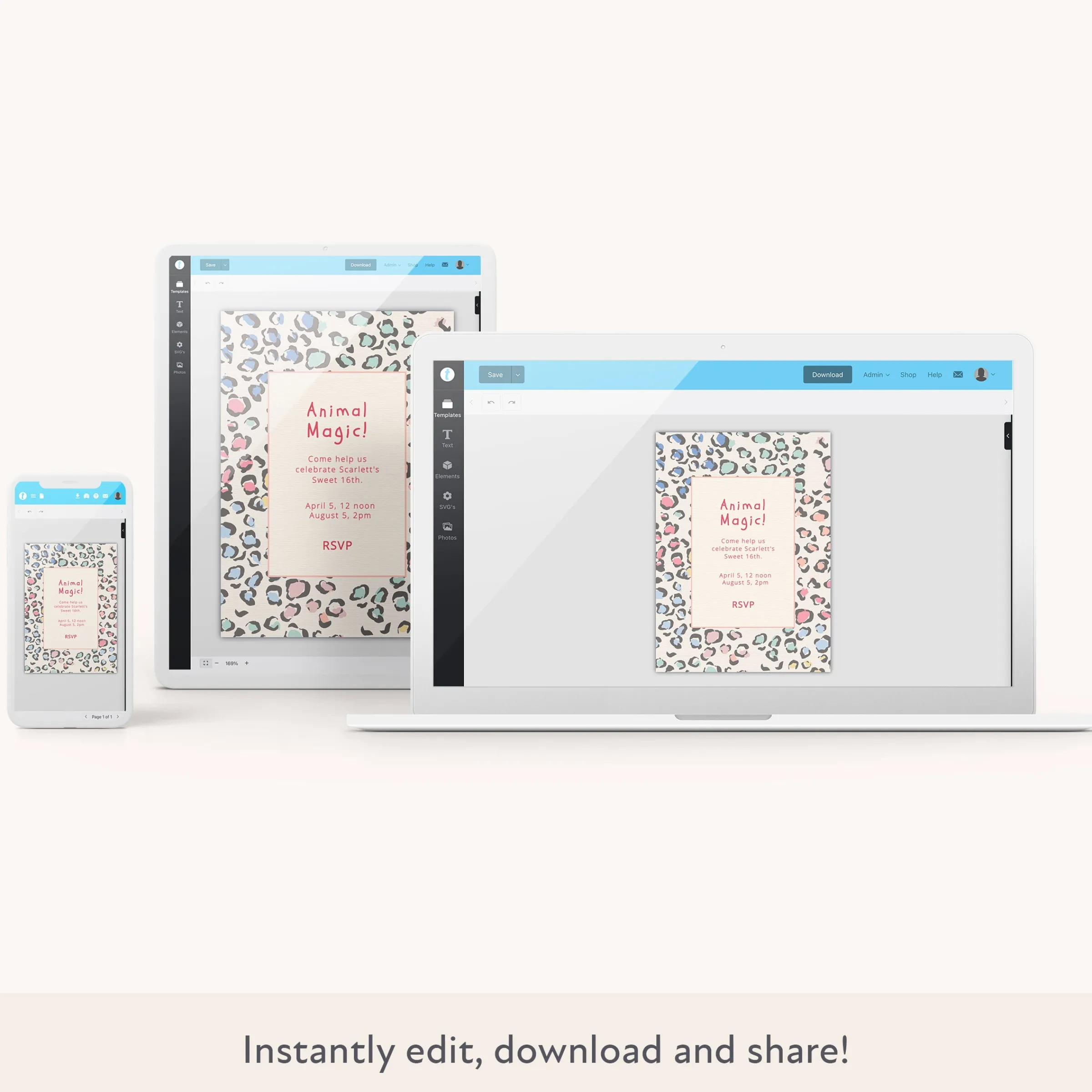 Leopard Print Download & Print Invitation>Meri Meri Clearance