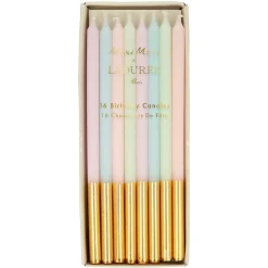 x Ladurée Paris Gold Dipped Candles (x 16)>Meri Meri Hot