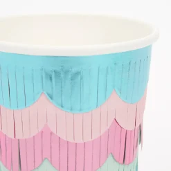 Mermaid Scalloped Fringe Cups (x 8)>Meri Meri Clearance