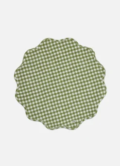 Mini Gingham Olive Scalloped Edge Placemat>Meri Meri New
