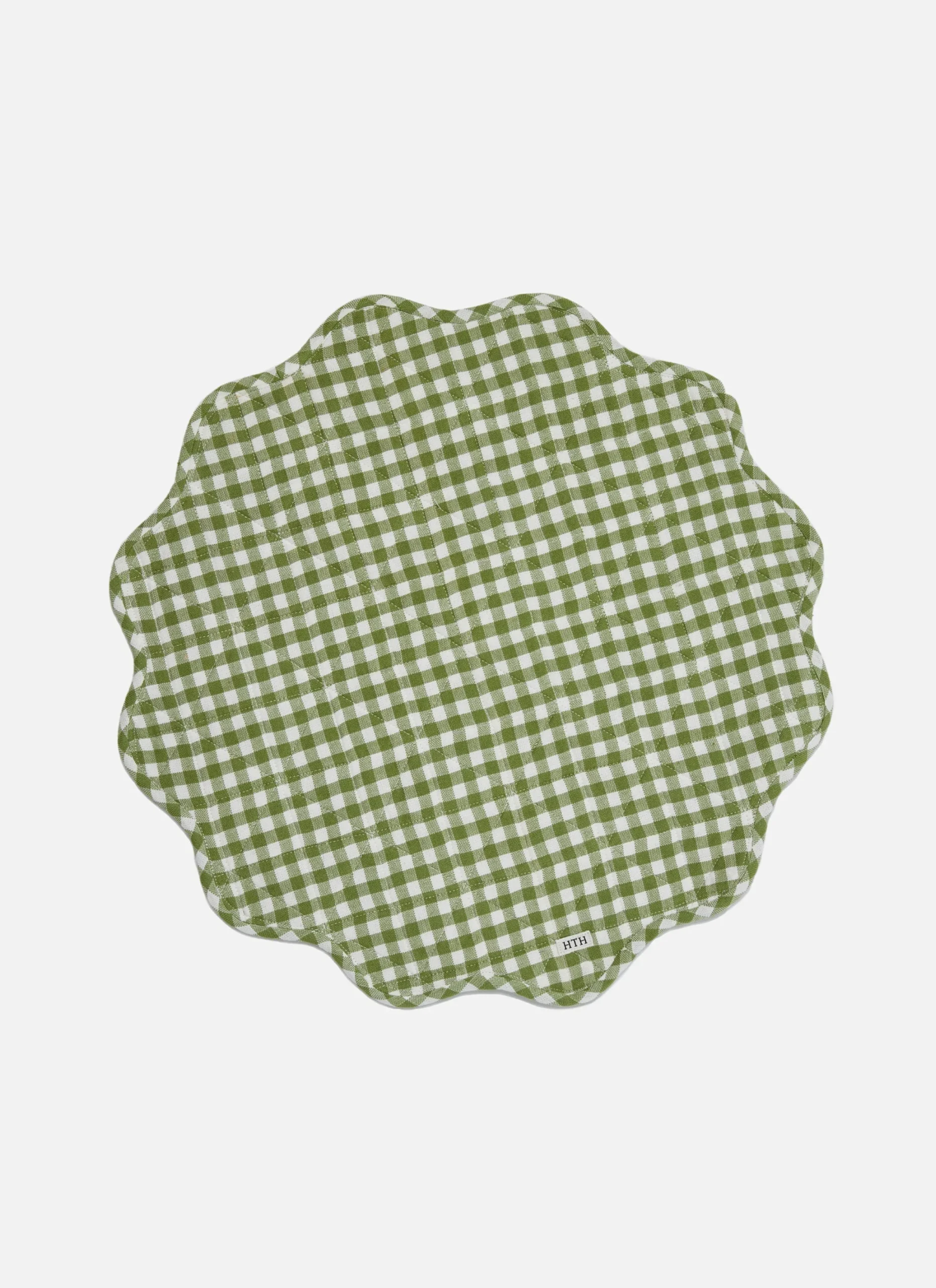 Mini Gingham Olive Scalloped Edge Placemat>Meri Meri New