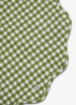 Mini Gingham Olive Scalloped Edge Placemat><noscript><img width=