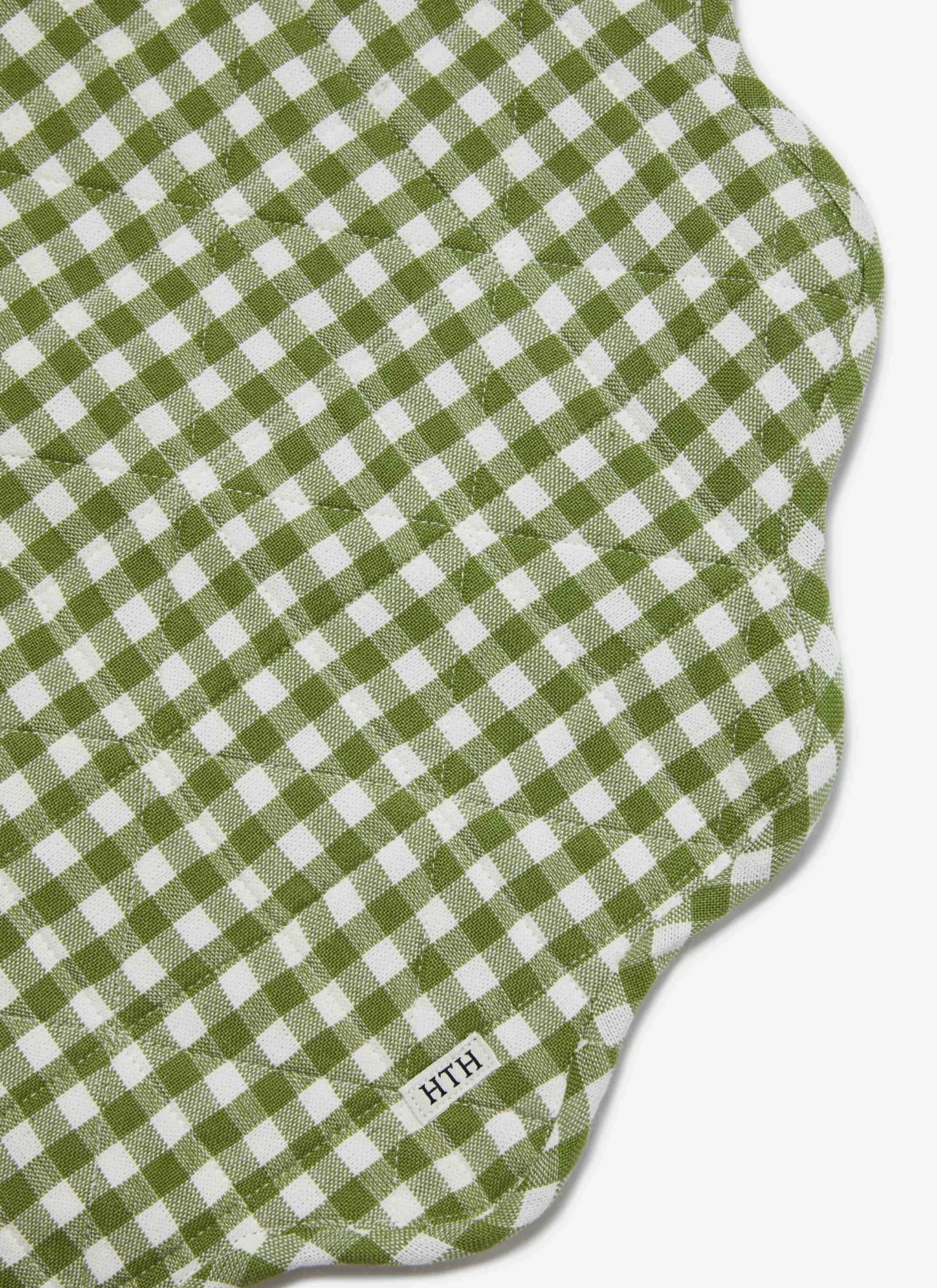 Mini Gingham Olive Scalloped Edge Placemat>Meri Meri New