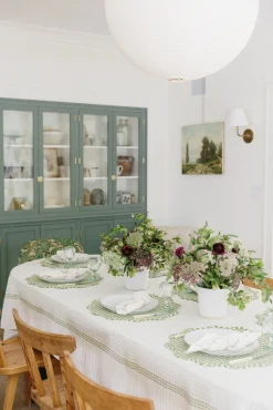 Mini Gingham Olive Scalloped Edge Placemat><noscript><img width=