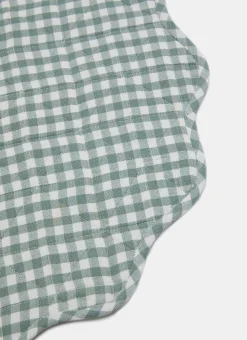 Mini Gingham Sage Scalloped Edge Placemat>Meri Meri New
