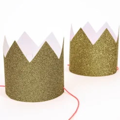 Mini Gold Glitter Crowns (x 8)>Meri Meri Discount