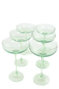 Mint Green Champagne Coupe Stemware (x 6)><noscript><img width=