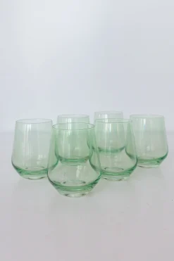 Mint Green Stemless Wine Glasses ( x 6)><noscript><img width=