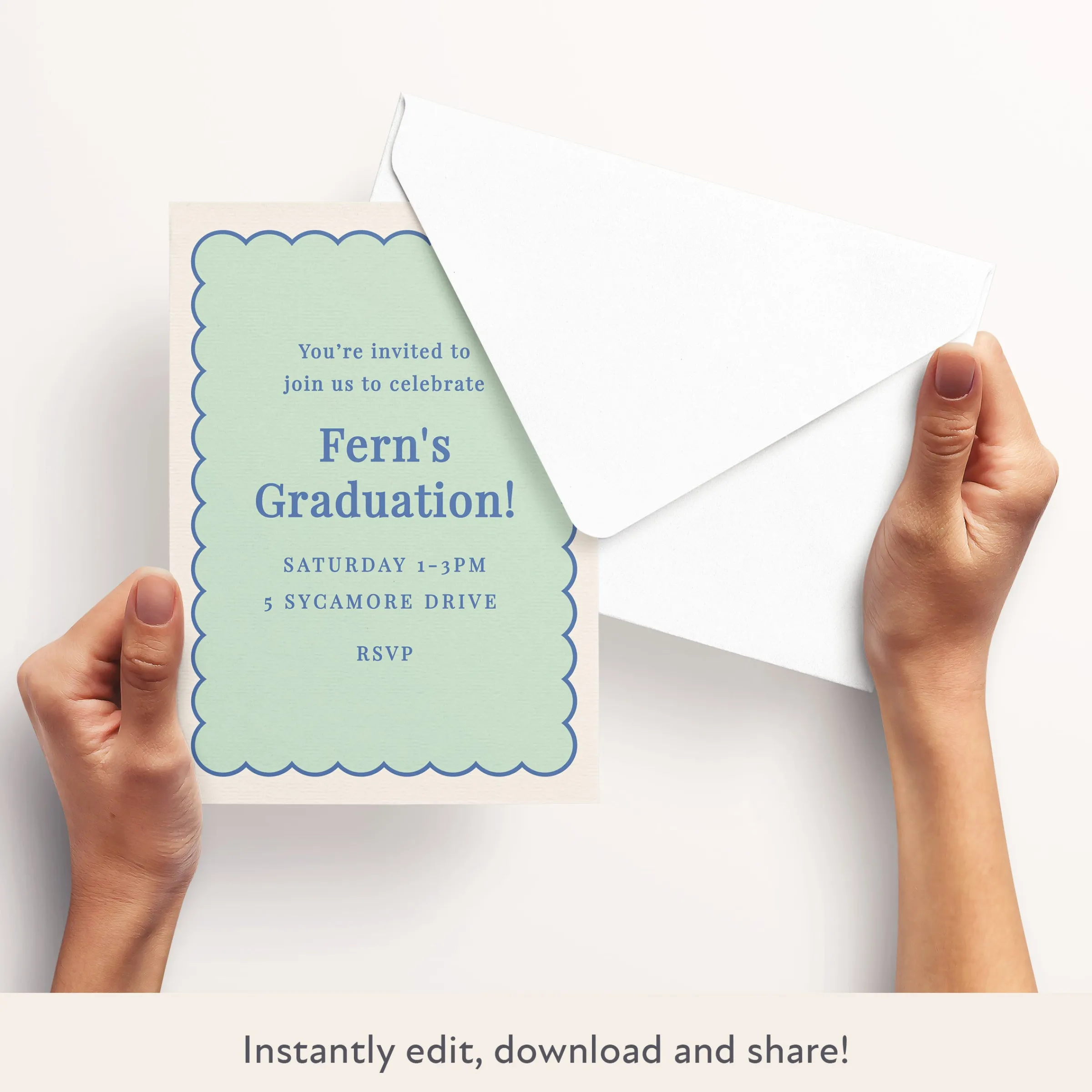 Mint Scallop Download & Print Invitation>Meri Meri Fashion