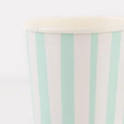 Mint Stripe Cups (x 8)>Meri Meri Sale