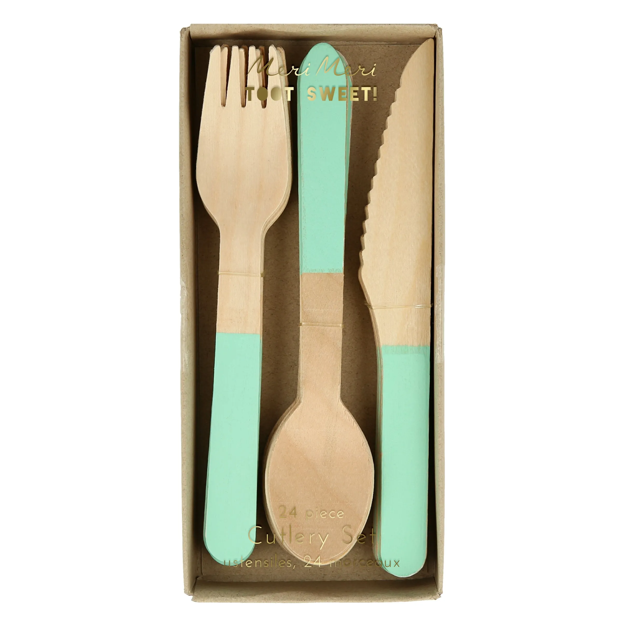 Mint Wooden Cutlery Set (x 24)>Meri Meri Outlet