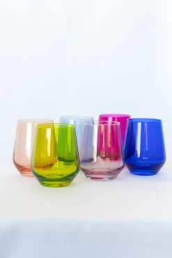 Mixed Color Stemless Wine Glasses ( x 6)>Meri Meri Clearance