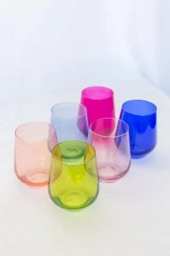 Mixed Color Stemless Wine Glasses ( x 6)>Meri Meri Clearance