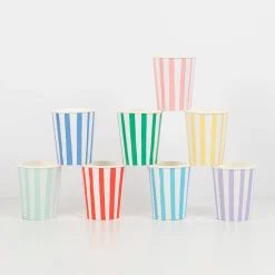 Mixed Stripe Cups (x 8)>Meri Meri New