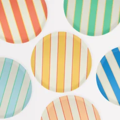 Mixed Stripe Reusable Large Plates (x 6)>Meri Meri Clearance