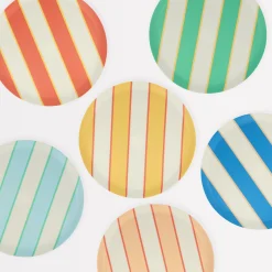 Mixed Stripe Reusable Small Plates (x 6)>Meri Meri New