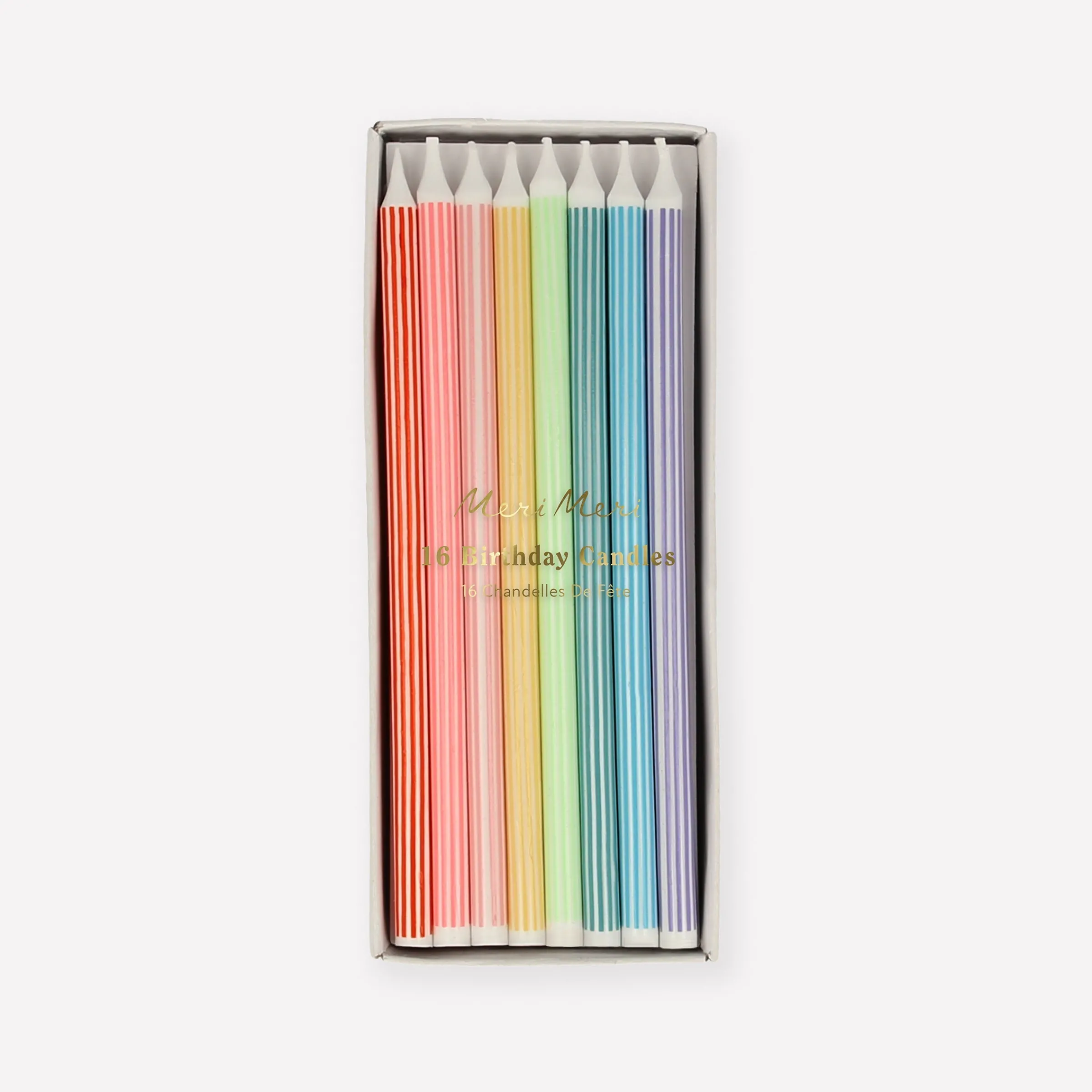 Mixed Striped Candles (x 16)>Meri Meri Outlet
