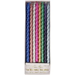 Multi Metallic Twisted Candles (x 16)>Meri Meri Clearance