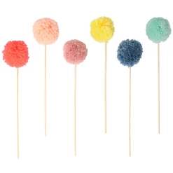 Multi Pompom Cake Toppers (x 6)>Meri Meri Hot