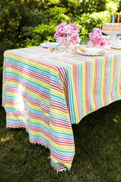 Multi Stripe Rainbow Tablecloth><noscript><img data-lazyloaded=