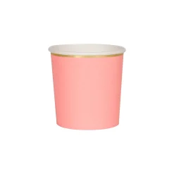 Neon Coral Tumbler Cups (x 8)>Meri Meri Discount