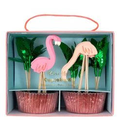 Neon Flamingo Cupcake Kit (x 24 toppers)>Meri Meri Online