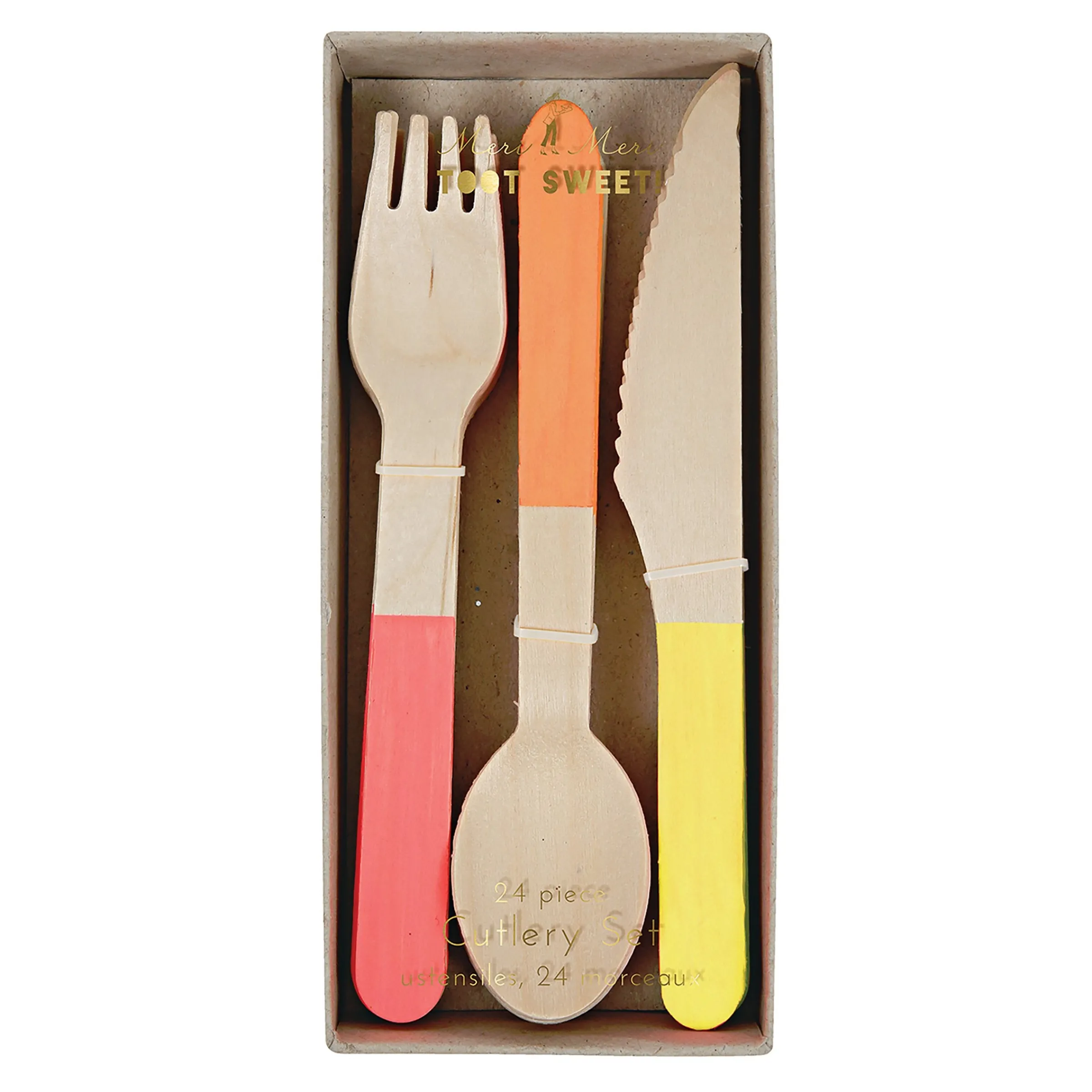 Neon Wooden Cutlery Set (x 24)>Meri Meri Hot