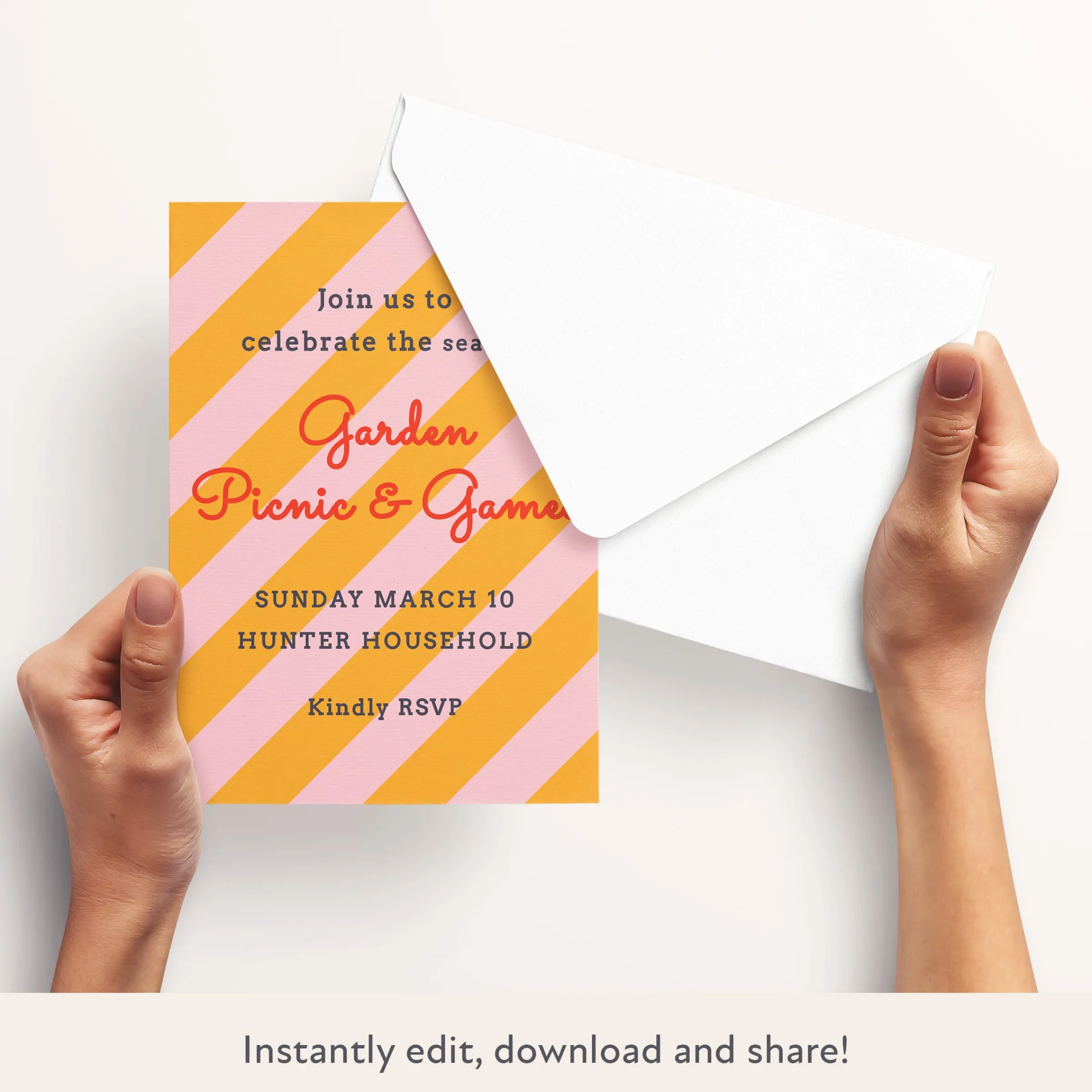 Orange/Pink Fun Stripe Download & Print Invitation>Meri Meri Discount
