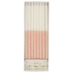 Pale Pink Glitter Dipped Candles (x 16)>Meri Meri Online