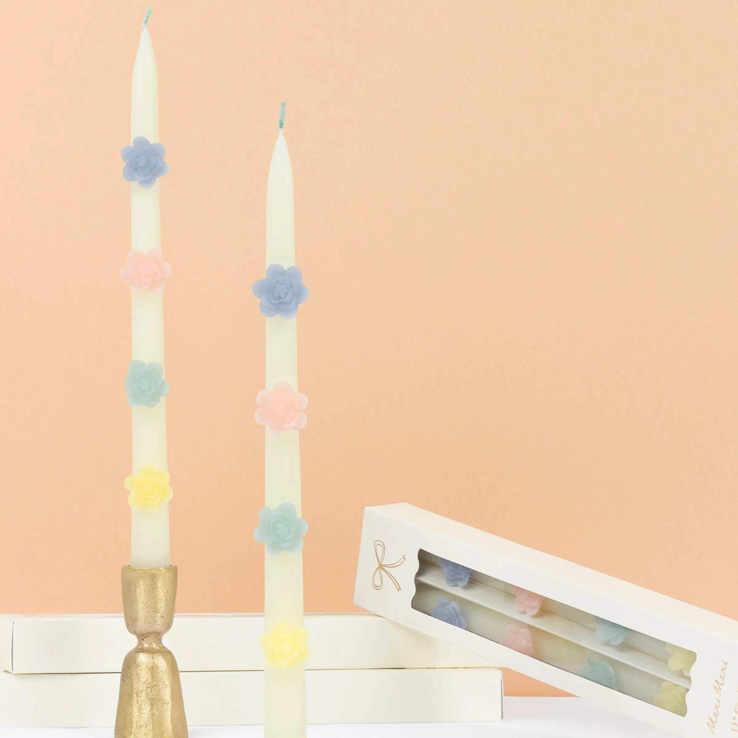Pastel Flower Taper Candles (x 2)>Meri Meri Clearance