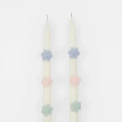 Pastel Flower Taper Candles (x 2)><noscript><img width=