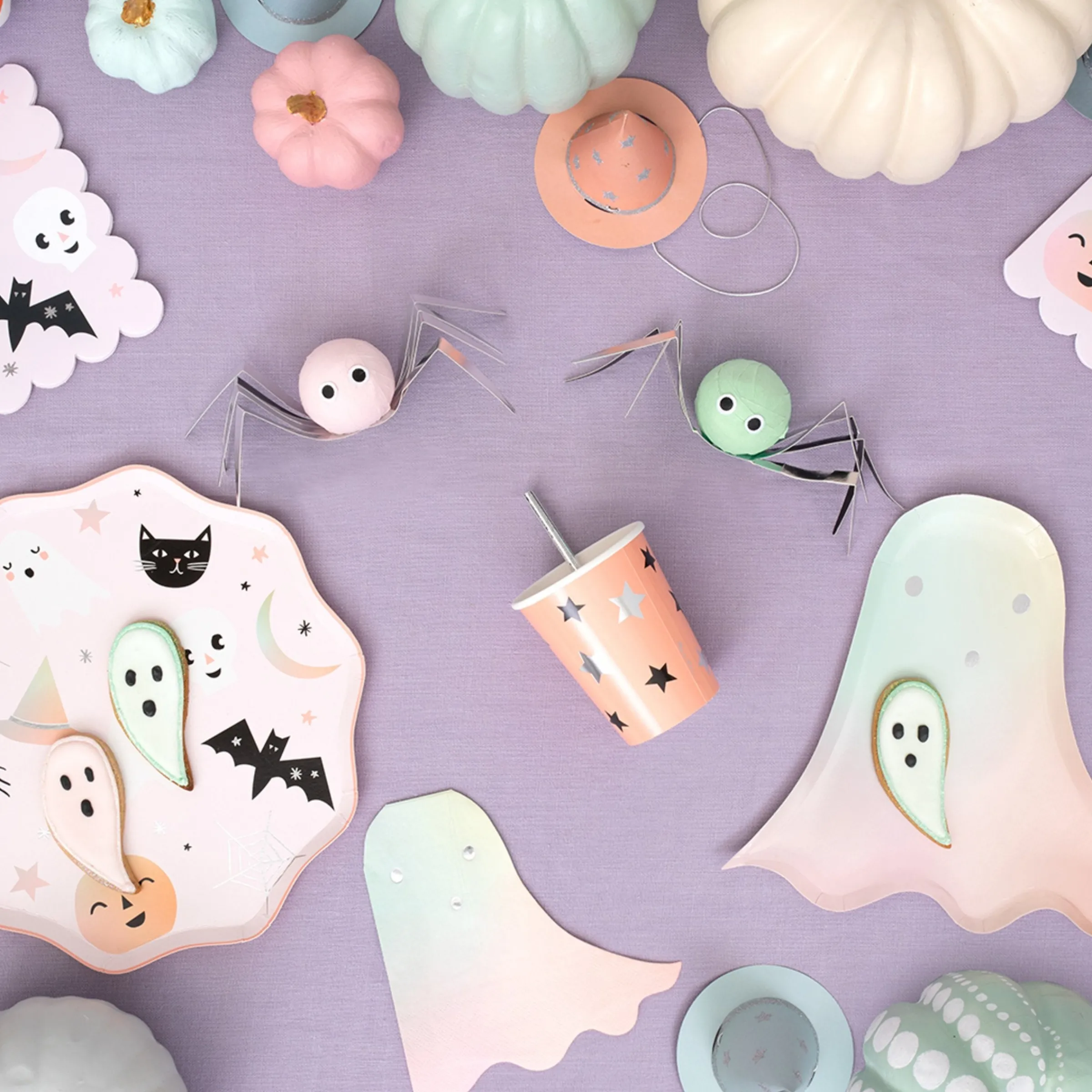 Pastel Halloween Ghost Plates (x 8)>Meri Meri Discount