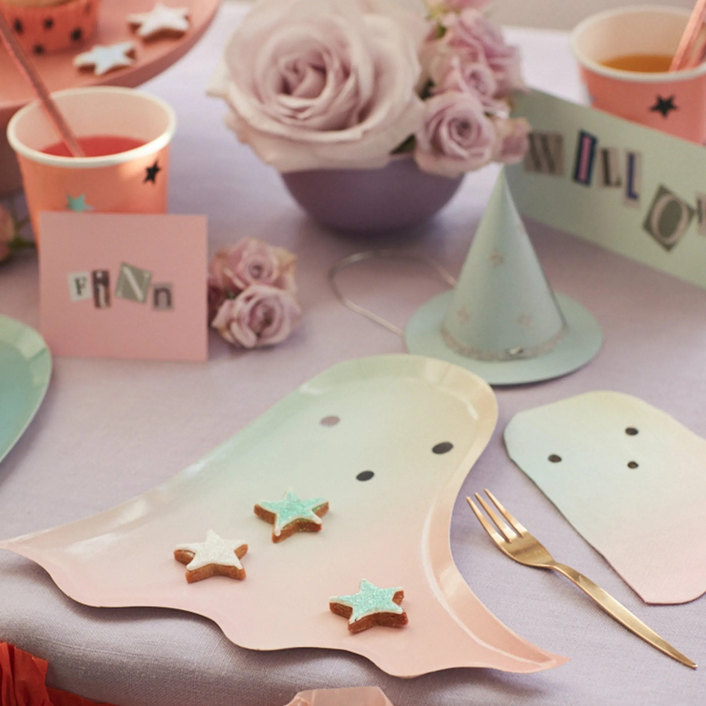 Pastel Halloween Ghost Plates (x 8)>Meri Meri Discount