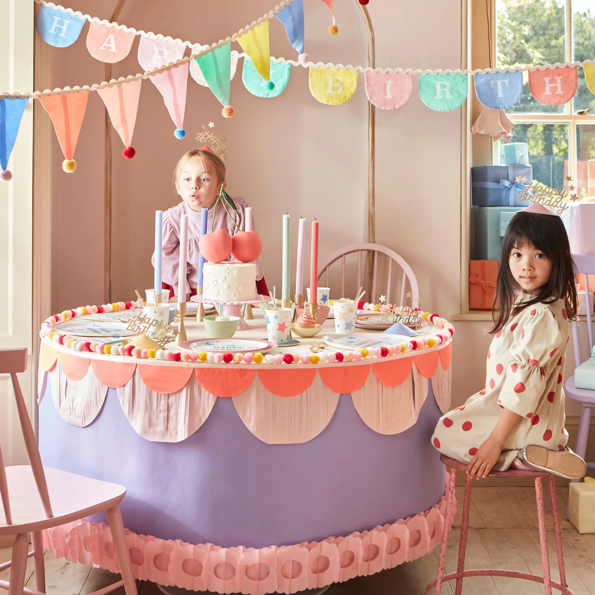 Pastel Pompom Flag Garland>Meri Meri Outlet