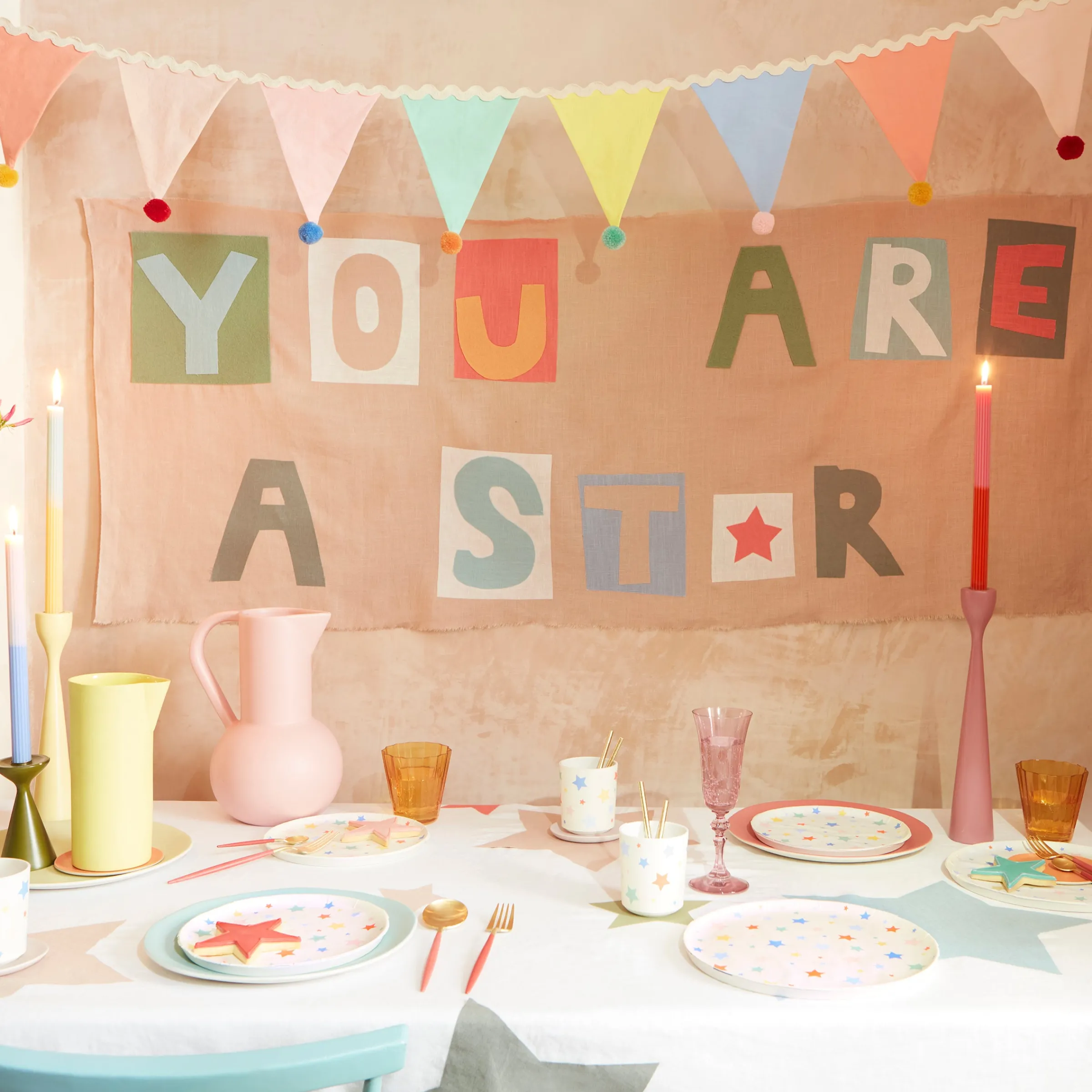 Pastel Pompom Flag Garland>Meri Meri Outlet